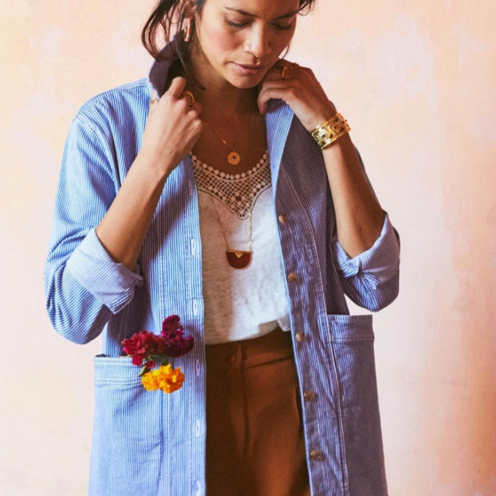 Will Stripe Shirt Jacket - Sezane